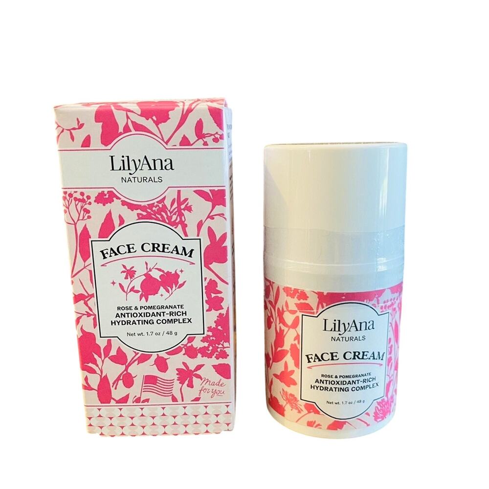 NIB LilyAna Naturals Rose & Pomegranate Face Cream 1.7 oz Sealed Moisturizer